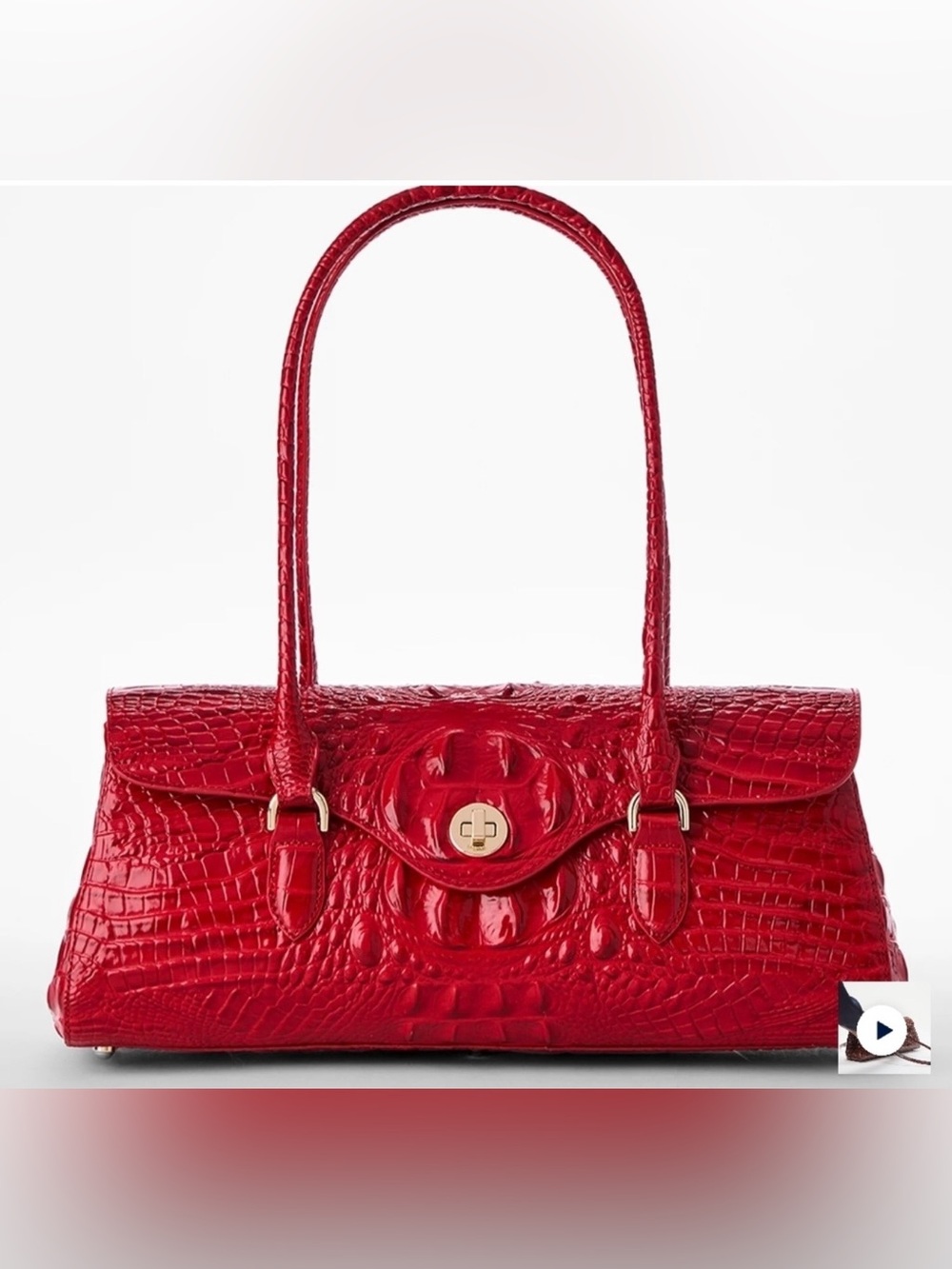 ❗️Price is firm❗️Brahmin Red Croc-Embossed Shoulder Bag - Picture 8 of 10